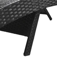 Set of 2 Outdoor Lounge Chairs with Pull‑Out Side Table, Ergonomic Recliners with 5‑Level Adjustable Backrest, 80'' L x 27'' W x 36'' H, Black(m-13)