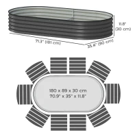 Outsunny 6' x 3' x 1' Large Outdoor Planter Box, Galvanized Raised Garden Bed with Metal Plant Stake, Dark Grey(m-3)