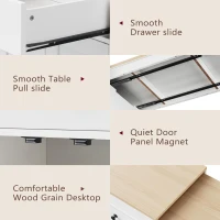 Space-Saving Kitchen Cart with Extendable Dining Table, Rolling Kitchen Island with Ample Storage, 74.5'' L x 19.5'' W x 36'' H, Off White(m-7)