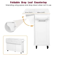 Rolling Kitchen Island with 2‑Tier Pull-Out Organizer, Versatile Storage Cabinet for Open-Plan Kitchens, 50.5'' L x 26.5'' W x 35.5'' H, White(m-9)