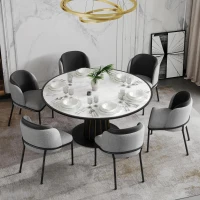 Set of 6 Modern Dining Chairs with Adjustable Anti‑Slip Feet, Upholstered Chairs for Living Areas, 21.5'' L x 21.5'' W x 33.5'' H, Black+Gray(m-1)