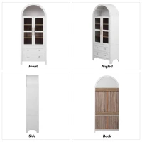 Arched Kitchen Pantry Cabinet with 2 Large Drawers, Stylish Storage Cabinet with Adjustable Shelves, 30'' L x 15.5'' W x 71'' H, White(m-6)