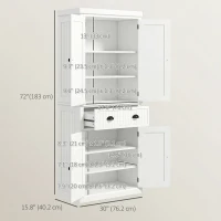 HOMCOM 72" Kitchen Pantry, Freestanding Storage Cabinet with Drawer, Doors, Cream White(m-3)