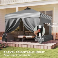 Outsunny 10 x 10 ft Pop Up Canopy Tent with 4 Sidewalls, UPF 50+ 1-Button Push Outdoor Instant Canopy with Wheeled Bag, Dark Grey(m-9)