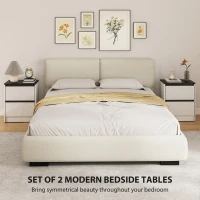 HOMCOM Nightstands Set of 2, Modern Bedside Tables with 2 Drawers, End Side Tables for Bedroom, White(m-4)