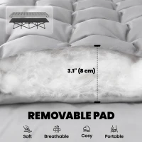 Outsunny Set of 2 Camping Cot with Soft Pad, 32" Extra Wide Folding Cots with Non-Slip Feet and Carry Bag, Grey(m-4)