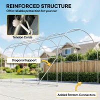 Outsunny 10' x 19' Heavy Duty Carport, Portable Garage Car Canopy Tent Shelter with Reinforced Galvanized Frame, Dark Grey(m-7)