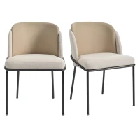 Set of 2 Modern Dining Chairs with High-Density Foam Seat, Upholstered chair Set for Living Spaces, 21.5'' L x 21.5'' W x 33.5'' H, Beige(m-2)