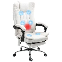 Vinsetto Massage Office Chair with 6 Points and Heat, Reclining Computer Chair with Adjustable Height and Footrest, White(m-11)