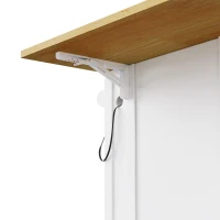 Stylish Island Set with Built-In 3 AC Outlets and 2 USB Ports, Kitchen Island and 2 Bar Stools for Dining Area, 48'' L x 29.5'' W x 36.5'' H, White(m-12)