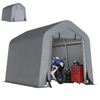 Outsunny 8' x 6' Carport with Sidewalls and Roll-up Door, Outdoor Storage Shelter for Motorcycle and Car, Dark Grey(m-2)