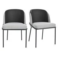 Set of 2 Sleek Dining Chairs with Ergonomic Backrest, Durable Chairs Set with Solid Frame, 21.5'' L x 21.5'' W x 33.5'' H, Black+Gray(m-2)