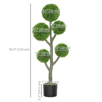 HOMCOM 43.3" Artificial Ball Cypress Topiary Tree, Fake Plant in Pot for Indoor Outdoor Living Room Green(m-3)
