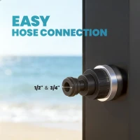 Outsunny 16 Gal Solar Heated Shower, 7.4 FT Outdoor Shower with 2 Shower Heads, Adjustable Temperature, Foot Faucet(m-7)