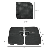 Outsunny 4PCs 175lb Cantilever Patio Umbrella Base Weights, HDPE Water and Sand Filled Umbrella Weights, Black(m-3)