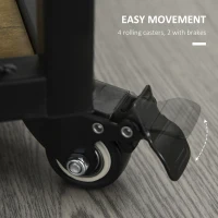 HOMCOM Retro Industrial Bar Serving Cart Rolling Kitchen Island Storage Utility Trolley with 5-bottle Wine Rack & Serving Tray(m-5)