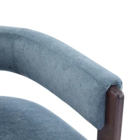 Modern Single Lounge Sofa Chair with Barrel-Back Design, Stylish Accent Armchair with 3-Leg Frame, 29.5" L x 26" W x 27" H, Blue+Walnut(m-4)