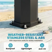 Outsunny 16 Gal Solar Heated Shower, 7.4 FT Outdoor Shower with 2 Shower Heads, Adjustable Temperature, Foot Faucet(m-9)