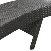 Set of 2 Outdoor Wicker Chaise Lounge with Adjustable Backrest, Ergonomic Recliners with Side Table, 80'' L x 27'' W x 36'' H, Dark Brown(m-12)