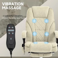 Vinsetto Massage Office Chair, Reclining Computer Chair with Adjustable Height and Footrest, Beige(m-4)