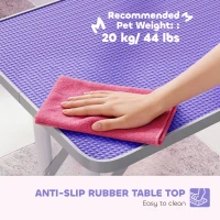 PawHut Foldable Pet Grooming Table for Dogs Cats with Adjustable Arm, Non-slip Surface, Purple(m-6)
