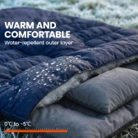 Outsunny Double Sleeping Bag for Adults, Queen Size 2 Person Sleeping Bag with 2 Pillows, for Cold Weather & Warm, Blue(m-5)