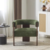 Modern Lounge Sofa Chair with Barrel-Back Design, Stylish Accent Armchair with 3-Leg Frame, 29.5" L x 26" W x 27" H, Olive Green+Walnut(m-1)
