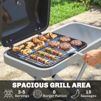 Outsunny Portable Propane Gas BBQ Grill with Foldable Cart, Wheels, 9500 BTU Gas Barbecue Grill with Piezo Ignition Burner, Black(m-5)