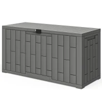 Outsunny 60 Gallon Resin Deck Box, Lockable Outdoor Storage Box, Splash-Resistant & UV Resistant Patio Storage Container(m-2)