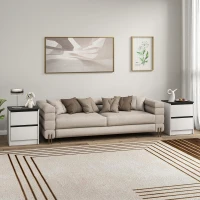 HOMCOM Nightstands Set of 2, Modern Bedside Tables with 2 Drawers, End Side Tables for Bedroom, White(m-10)