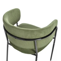 Modern Corduroy Side Chair with Ergonomic Curved Back, Minimalist Lounge Chair for Living Room, 30.5" L x 21.5" W x 19.5" H, Green(m-11)