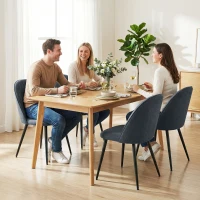HOMCOM Set of 4 Modern Dining Chairs, Velvet Upholstered Kitchen Chairs with Steel Legs for Living Room, Dark Grey(m-7)