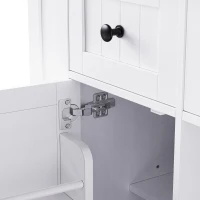 Versatile Kitchen Island with Adjustable Shelves & Drop Leaf, Rolling Kitchen Cart with 5 Hidden Casters, 53'' L x 29.5'' W x 36.5'' H, White(m-11)