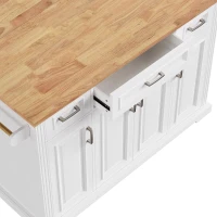 Rolling Kitchen Island with 3 Drawers and Adjustable Shelves, Stylish Kitchen Cart for Kitchen or Dining Area, 54'' L x 29.5'' W x 36'' H, White(m-13)