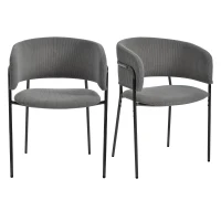 Modern Corduroy Side Chair with Ergonomic Curved Back, Minimalist Lounge Chair for Living Room, 30.5" L x 21.5" W x 19.5" H, Grey(m-2)