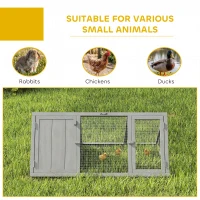 PawHut Rabbit Hutch, Wooden Guinea Pig Hutch with Run and Doors, Outdoor Triangle Bunny House for Rabbits,Duck and Chicken(m-7)