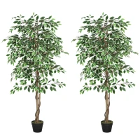 Outsunny 5.3 FT Artificial Tree, Indoor Fake Ficus with Pot, for Home Office Living Room Decor(m-2)