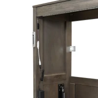 Twin-Size Murphy Bed with LED Light and Foldaway Cabinet, Space-Saving Wall Bed with Desk Conversion, 83" L x 45.5" W x 47" H, Brown(m-9)