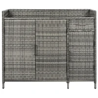 Wicker Outdoor Storage Cabinet with 3 Doors and a Drawer, Weatherproof Bar Table for Patio or Garden, 47.5'' L x 16'' W x 39.5'' H, Grey(m-14)