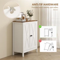 HOMCOM Shoe Cabinet with Barn Doors, Farmhouse Shoe Storage Cabinet with Adjustable Shelves, Holds up to 15 Pairs, White(m-7)