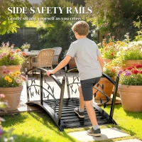 Outsunny 4 FT Metal Garden Bridge with Safety Railings, Outdoor Pond Bridge, Arch Decorative Footbridge for Creek Stream(m-6)