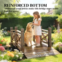 Outsunny Garden Bridge Wooden Arch Footbridge with Safety Rails Carbonized(m-6)