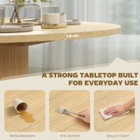 HOMCOM Round Dining Table for 5, 47 Inch Kitchen Table with Fluted Pedestal Base, for Kitchen Living Room Dining Room, Natural(m-5)