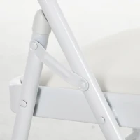 HOMCOM Set of 4 Metal Foldable Chairs, PU Leather Padded Folding Chairs with Cushion Seat and Open Back for Indoor, White(m-10)