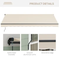 Outsunny 13' x 10' Retractable Awning, 280gsm UV Resistant Sunshade Shelter for Deck, Balcony, Yard, Beige(m-8)