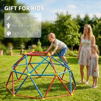 Outsunny 6 FT Climbing Dome Geometric Jungle Gym w/ Rust and UV-Resistant Steel, Up to 396 lbs, for 1-4 Children Aged 3-8 Years(m-7)
