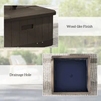 Outsunny 3-in-1 Outdoor Umbrella Base with Wheels and Handles, End Table, Flower Box Planter with Hole, 176 lbs. Capacity, Brown(m-9)