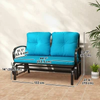 Outsunny 2-Person Outdoor Glider Chair, Patio Double Rocking Loveseat with Steel Frame and Cushions for Backyard, Garden and Porch, Blue(m-3)