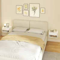 HOMCOM Floating Bedside Tables Set of 2, Wall-Mounted Nightstand, High Gloss White(m-10)