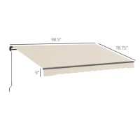 Outsunny 13' x 10' Retractable Awning, 280gsm UV Resistant Sunshade Shelter for Deck, Balcony, Yard, Beige(m-3)